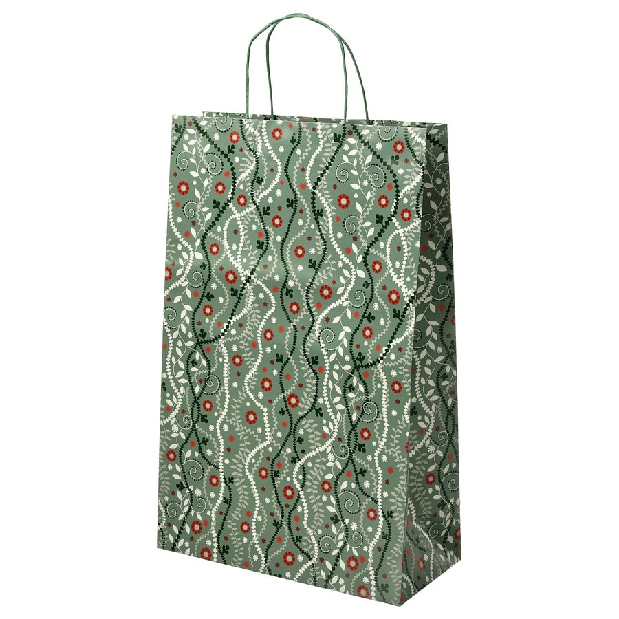 VINTERFINT Gift bag, green, 18x28" IKEA