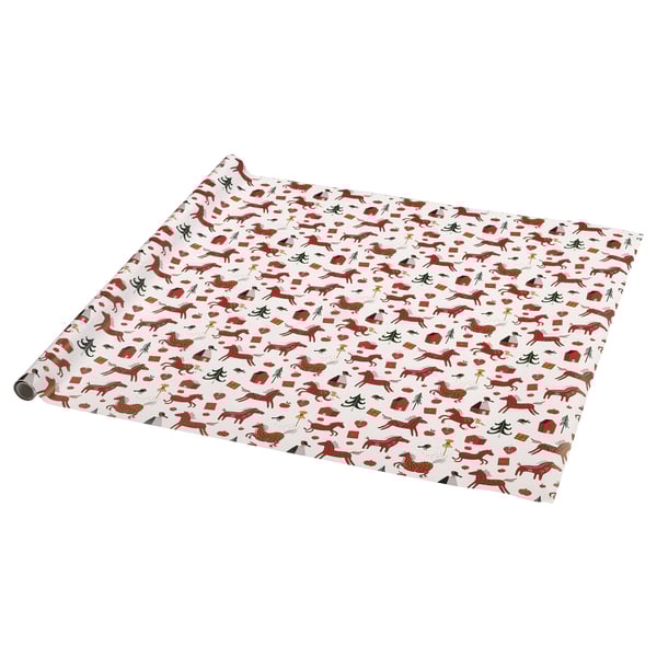 VINTERFINT Gift wrap, roll, animal pattern offwhite, 9.84x2.30' IKEA