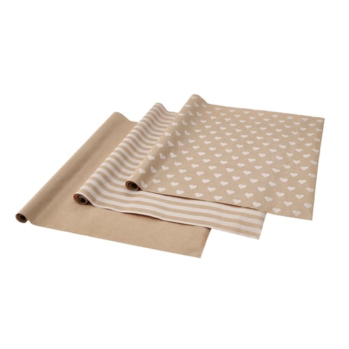 VINTERFINT Gift wrap, roll, mixed patterns brown/white, 9.84x2.30 '/22.60 sq feet