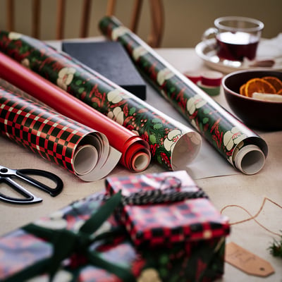 VINTERFINT Gift wrap, roll, mixed patterns mixed colors, 9.84x2.30 '/22.60 sq feet