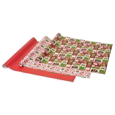 VINTERFINT Gift wrap, roll, mixed patterns red/pink, 9.84x2.30 '/22.60 sq feet
