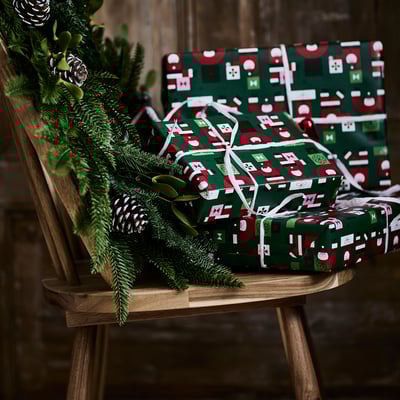 VINTERFINT Gift wrap, roll, Santa Claus pattern green, 13.12x3.28 '