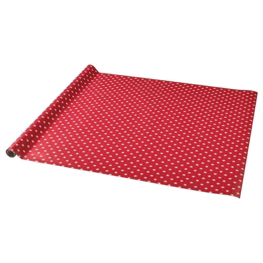 VINTERFINT Gift wrap, roll, star pattern red, 13.12x3.28' IKEA