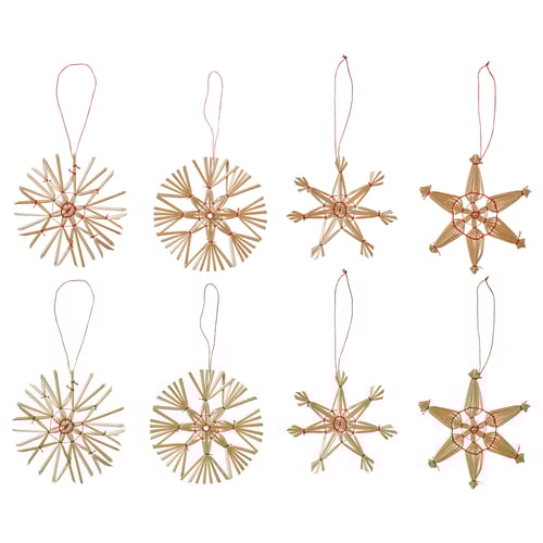 VINTERFINT Hanging decoration, set of 8, straw IKEA