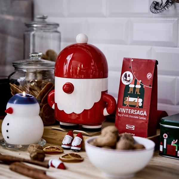 VINTERFINT Jar with lid, Santa Claus red, 34 oz