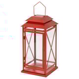 VINTERFINT Lantern for pillar candle, in/out, bright red, 17 ¼ "