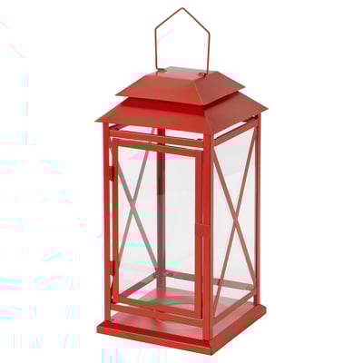 VINTERFINT Lantern for pillar candle, in/out, bright red, 17 ¼ "