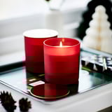 VINTERFINT Scented candle in glass with lid, Orange and clove/red, 40 hr