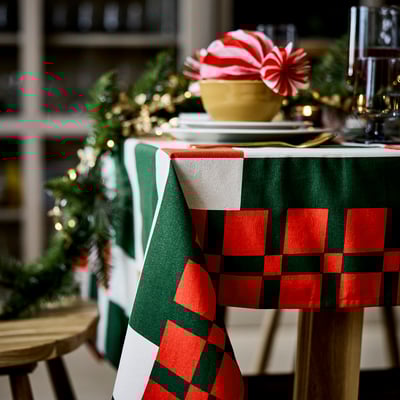 VINTERFINT Tablecloth, check pattern red/green, 57x94 "
