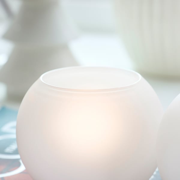 VINTERFINT Tealight holder, frosted glass white, 3 "