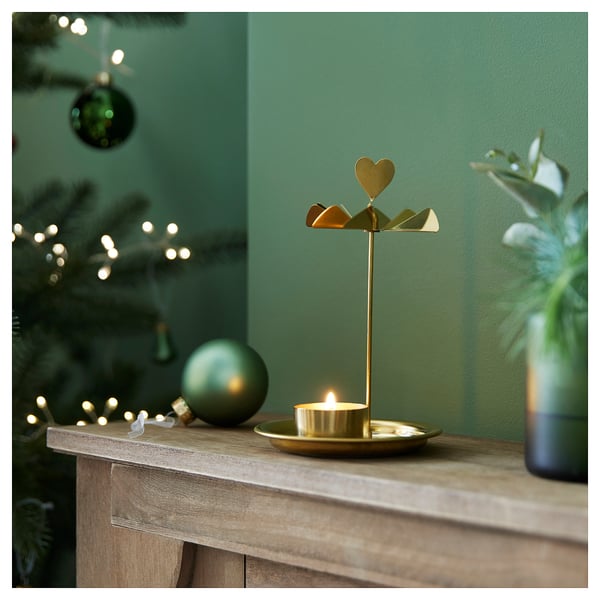 VINTERFINT Tealight holder, gold, 7" IKEA
