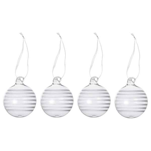 VINTERFINT Tree ornament, bauble clear glass/white, 2 ¼ "