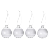 VINTERFINT Tree ornament, bauble clear glass/white, 2 ¼ "