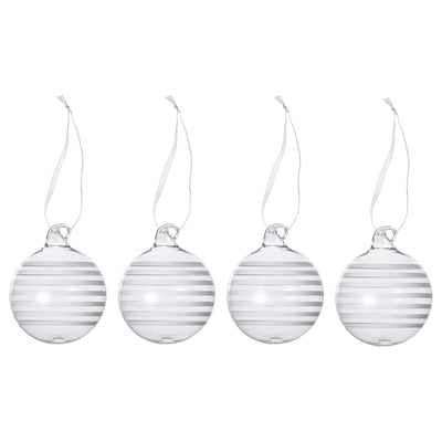 VINTERFINT Tree ornament, bauble clear glass/white, 2 ¼ "