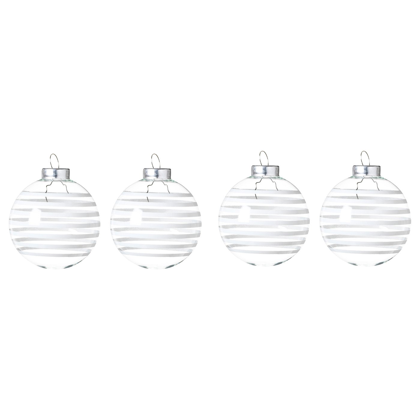 Tree Ornament, Bauble Clear Glass/White