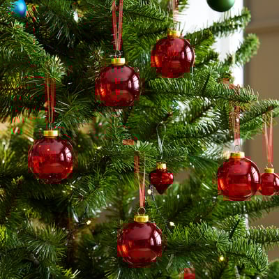 VINTERFINT Tree ornament, bauble glass/red, 2 ¼ "