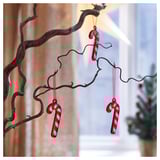 VINTERFINT Tree ornament, glass/candy cane red/white, 3 ¼ "