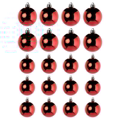 VINTERFINT Tree ornament in bag, set of 20, bauble red