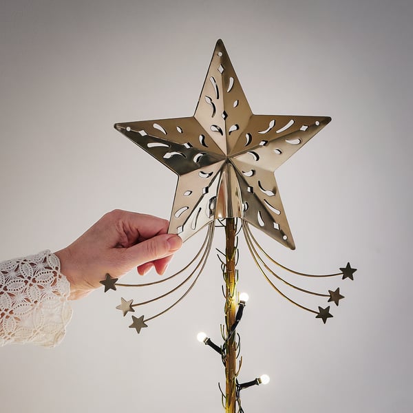 VINTERFINT Tree topper, star, gold, 9 ¾ "
