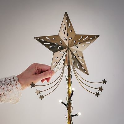 VINTERFINT Tree topper, star, gold, 9 ¾ "