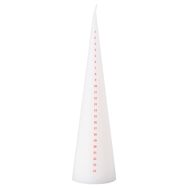 VINTERFINT Unscented pillar candle, calendar white/red, 9 ¾ "