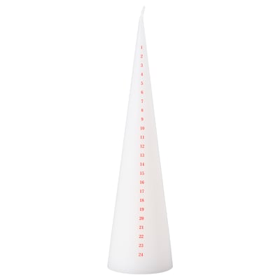 VINTERFINT Unscented pillar candle, calendar white/red, 9 ¾ "