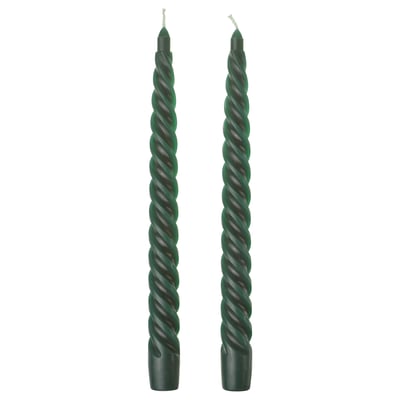 VINTERFINT Unscented taper candle, spiral green, 9 ¾ "