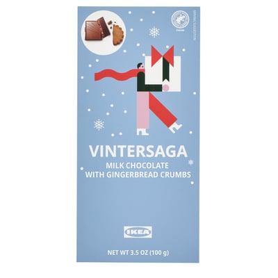 VINTERSAGA Milk chocolate bar, gingerbread crumbs Rainforest Alliance Certified, 4 oz