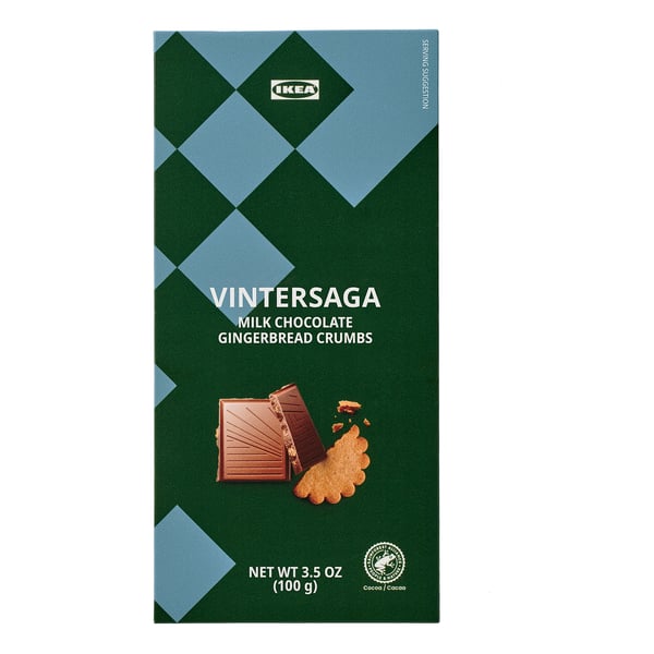 VINTERSAGA Milk chocolate bar, gingerbread crumbs Rainforest Alliance Certified, 4 oz