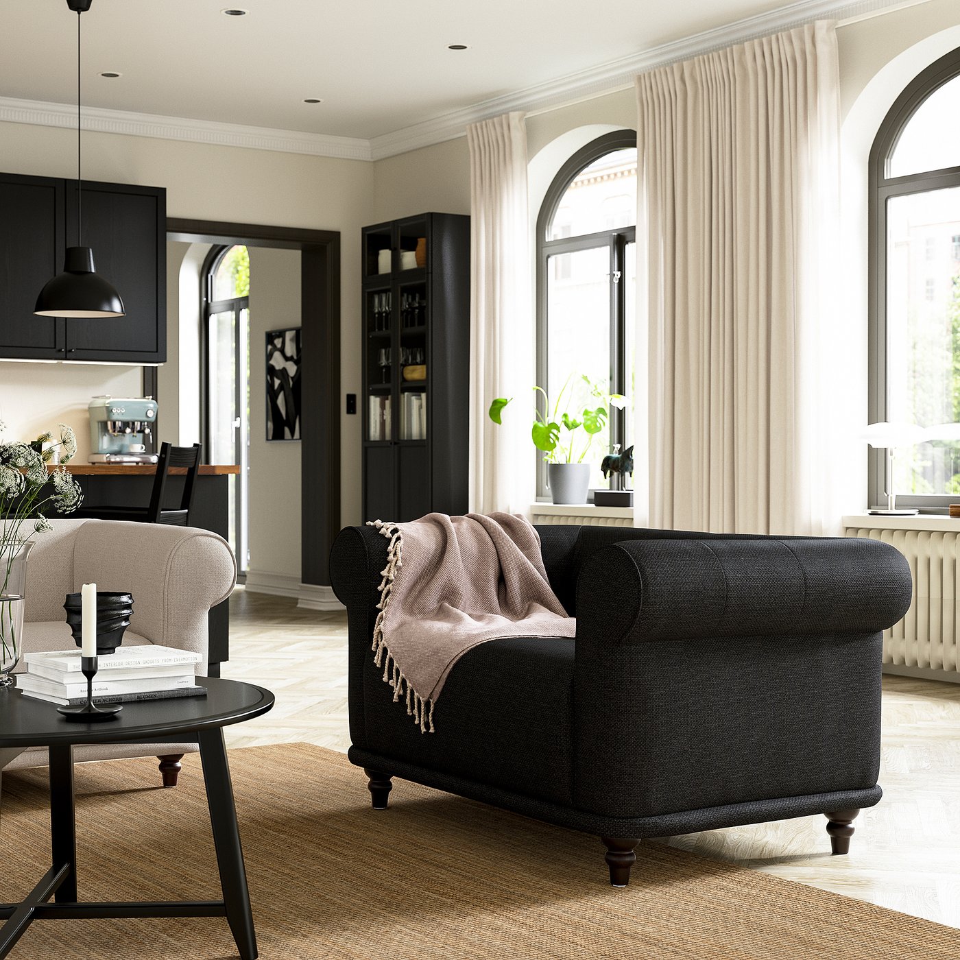 VISKAFORS 1.5-seat armchair, Lejde anthracite/brown - IKEA US