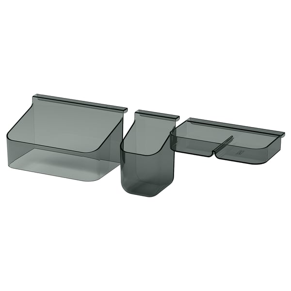 VISSLAÅN Drawer organizers, set of 3, gray