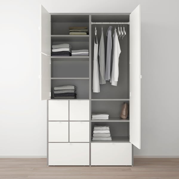 VISTHUS Wardrobe, gray/white, 48x23 1/4x85 "