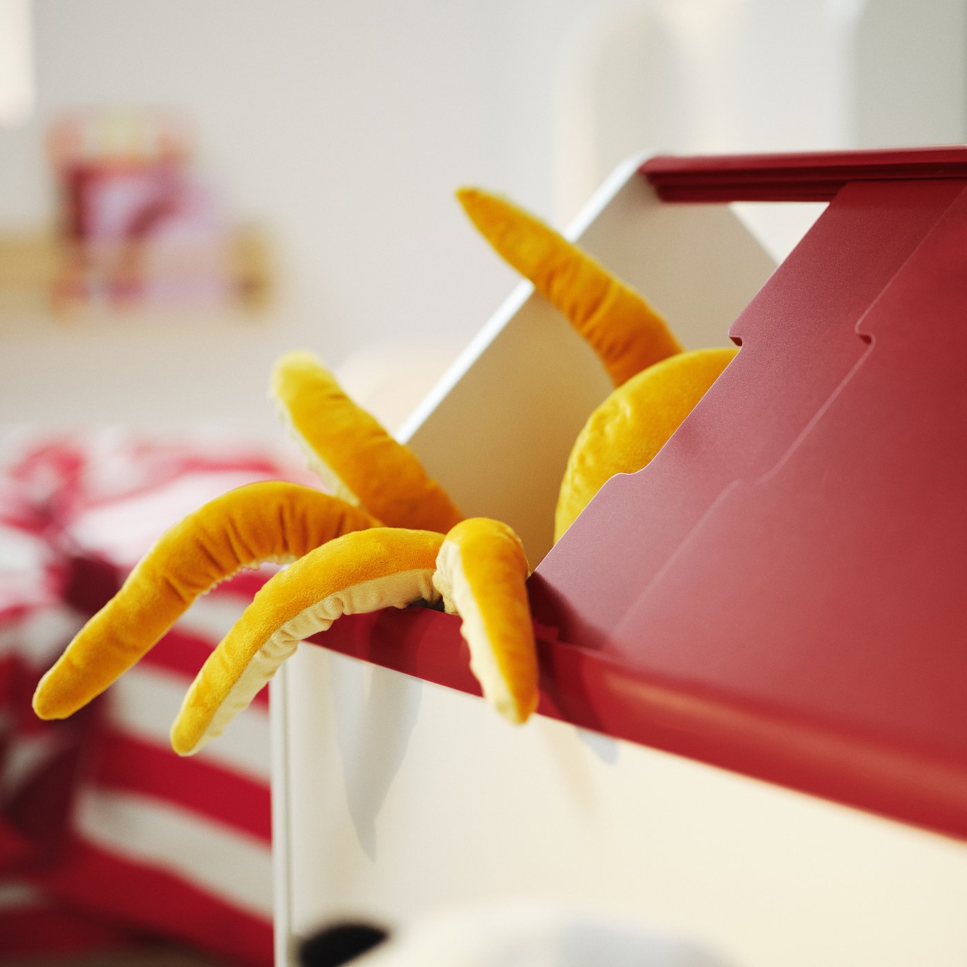 Storage unit with drawer, white/red 4