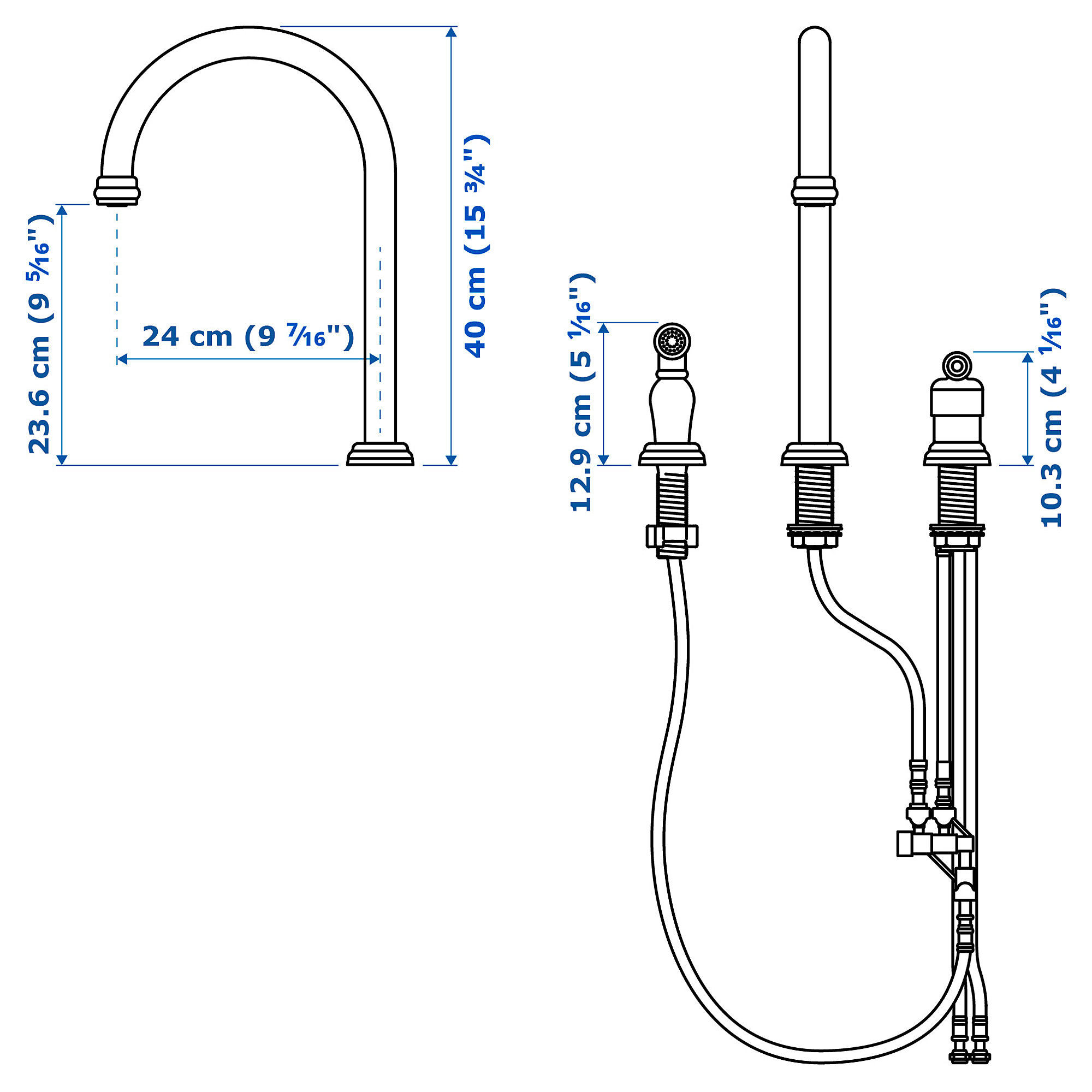 VITHAVET Kitchen faucet/separate handspray, chrome plated IKEA