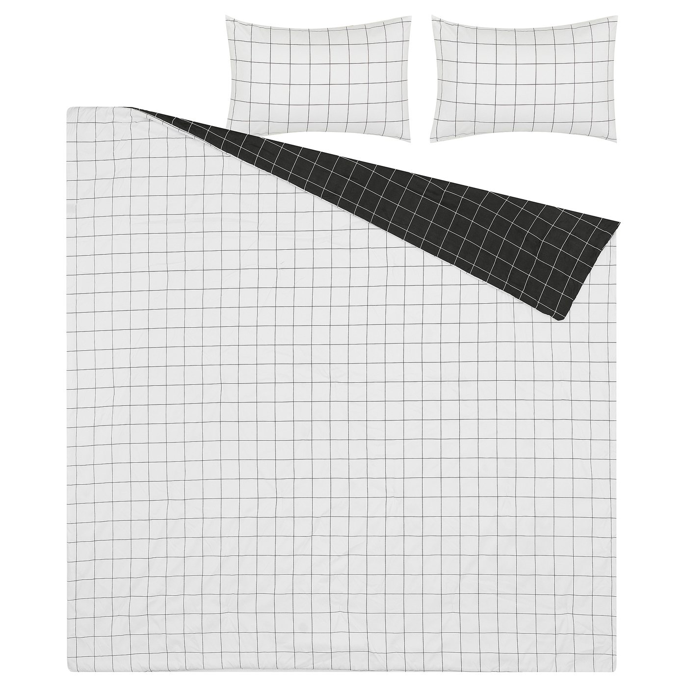 VITKLÖVER comforter set, white black/check, Full/Queen - IKEA