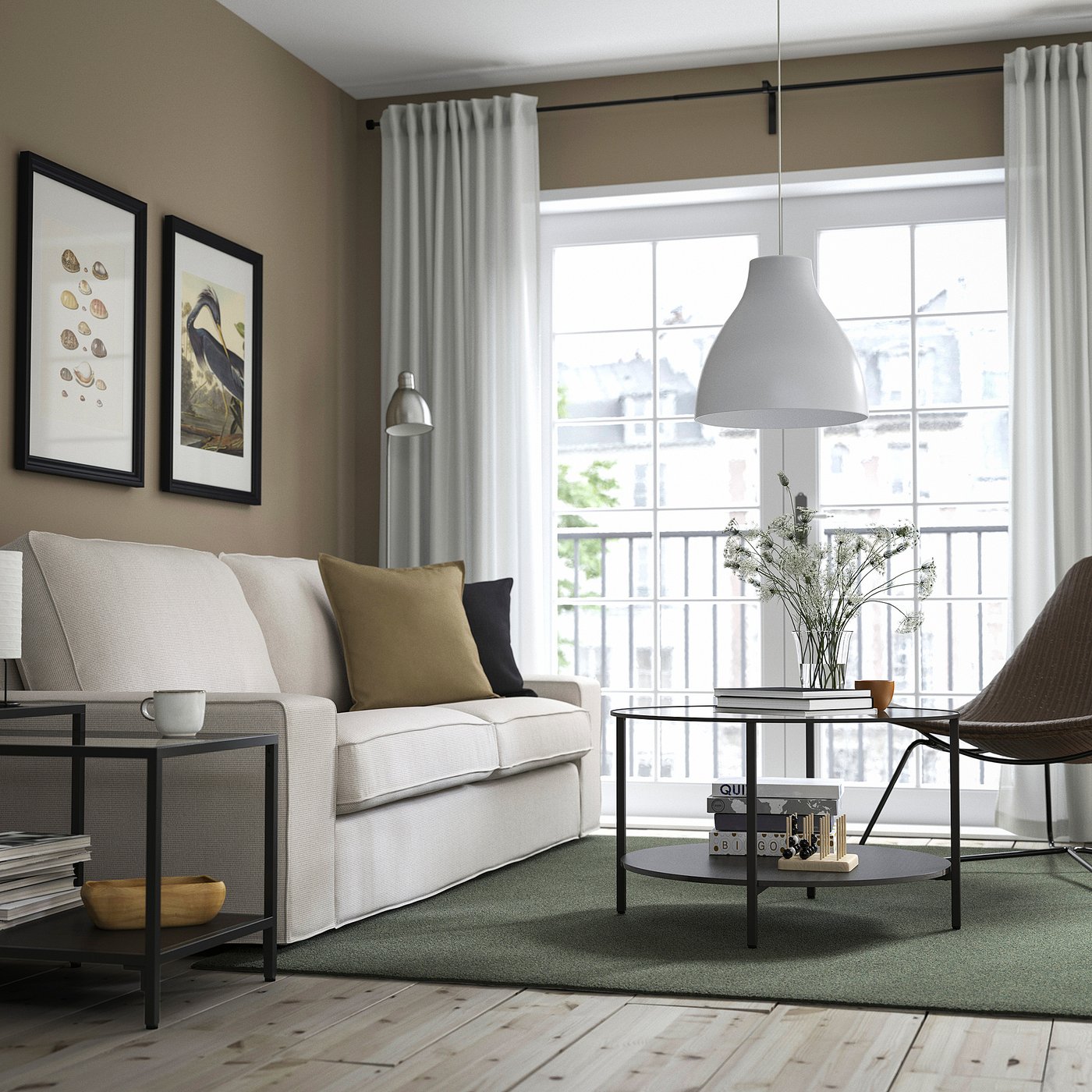 VITTSJÖ coffee table, black-brown/glass, 291/2