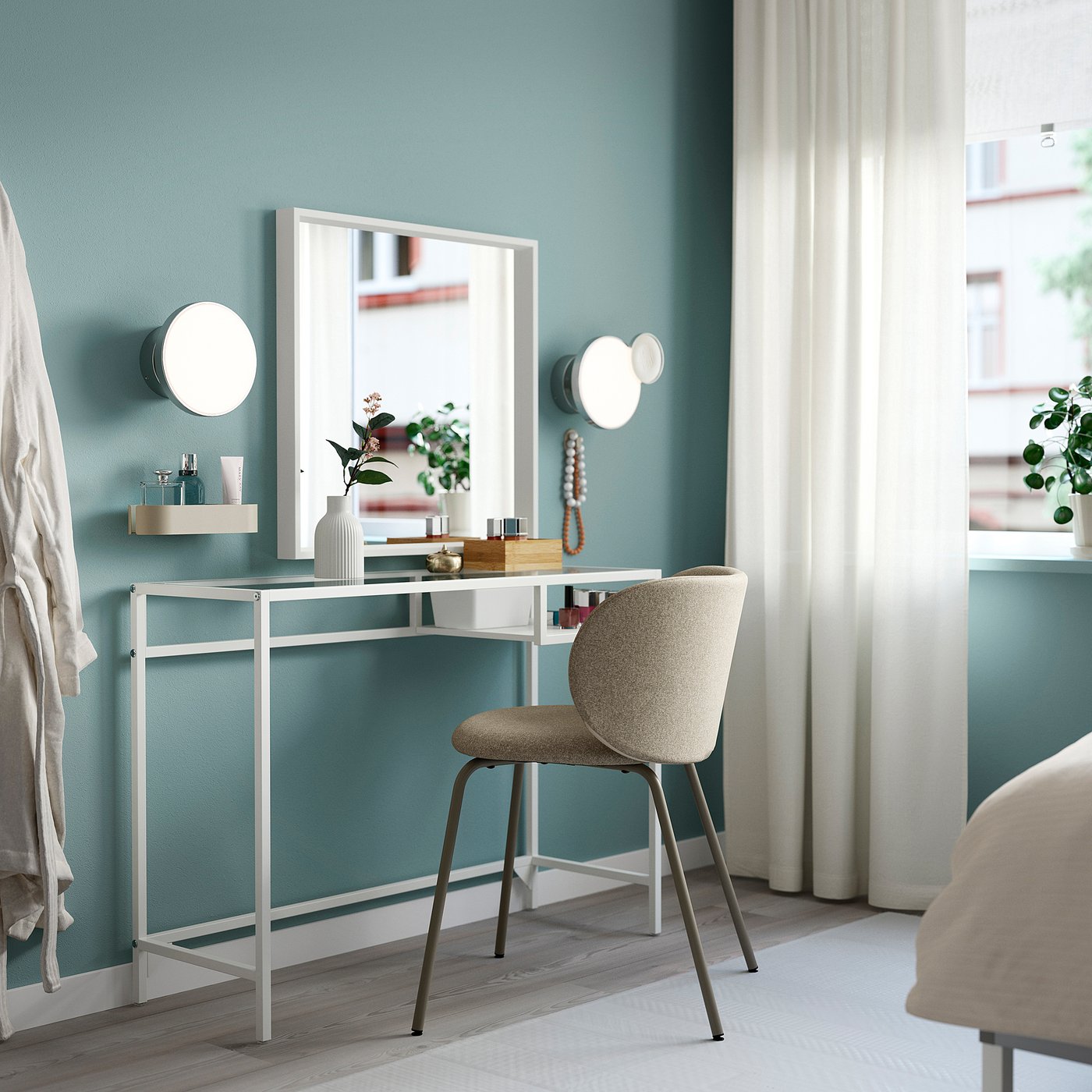 IKEA VITTSJO ラップトップテーブル ホワイト ガラステーブル 机 VITTSJÖ laptop table, white/glass, 393/8x141/8