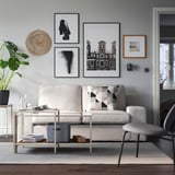 VITTSJÖ Nesting tables, set of 2, light beige/glass, 35 3/8x19 5/8 "