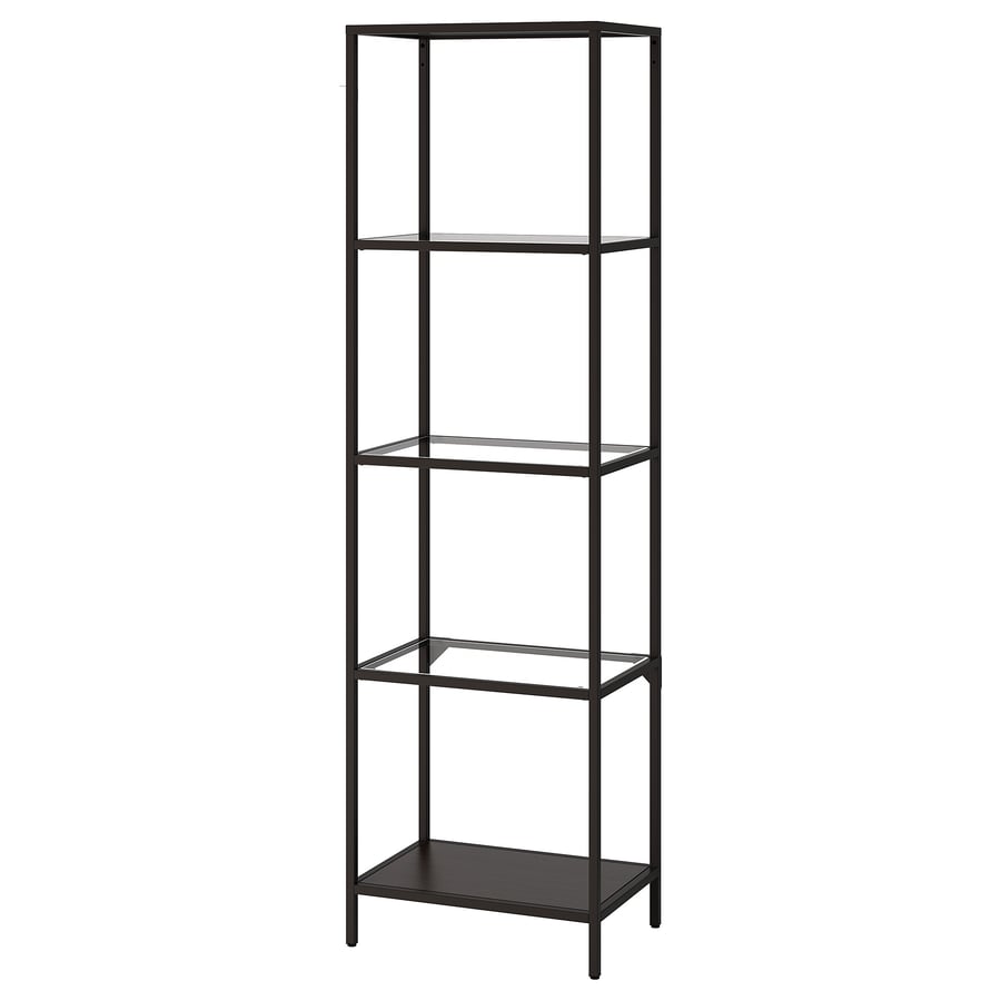 Shelf unit, black-brown/glass, IKEA VITTSJO 502.146.78