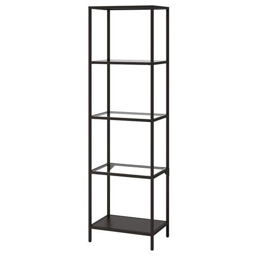 VITTSJÖ Shelf unit, blackbrown, glass, Width 20 1/8" IKEA