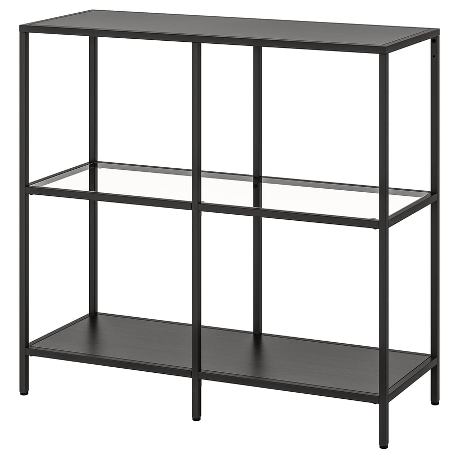 VITTSJÖ shelf unit, blackbrown/glass, 393/8x365/8" IKEA
