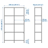 VITTSJÖ Shelf unit, white/glass, 39 3/8x68 7/8 "