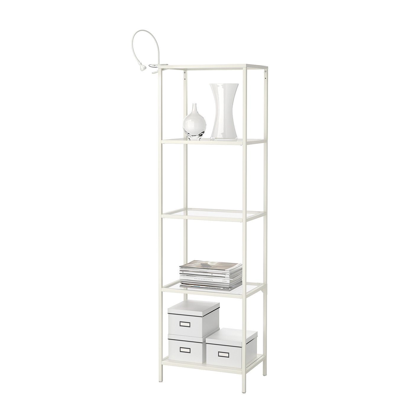 VITTSJÖ Shelf unit, white, glass, Width 20 1/8" IKEA