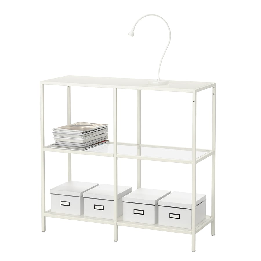 VITTSJÖ Shelf unit, white, glass, 39 3/8x36 5/8" IKEA