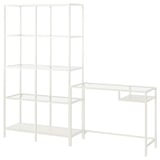 VITTSJÖ Shelving unit with laptop table, white/glass, 78 3/4x14 1/8x68 7/8 "