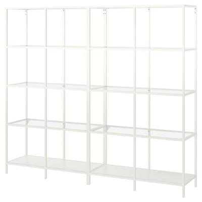 VITTSJÖ Storage combination, white/glass, 78 3/4x14 1/8x68 7/8 "