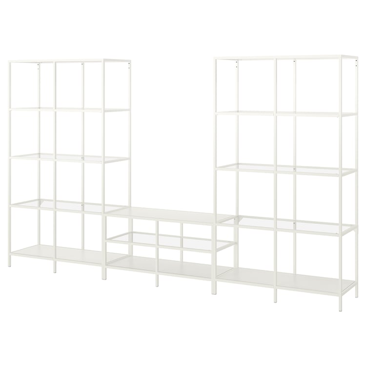 VITTSJÖ TV storage combination, white/glass, 1181/8x141/8x687/8" IKEA