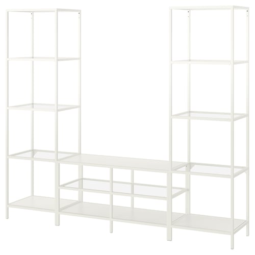 VITTSJÖ TV storage combination, white/glass, 791/2x141/8x687/8" IKEA
