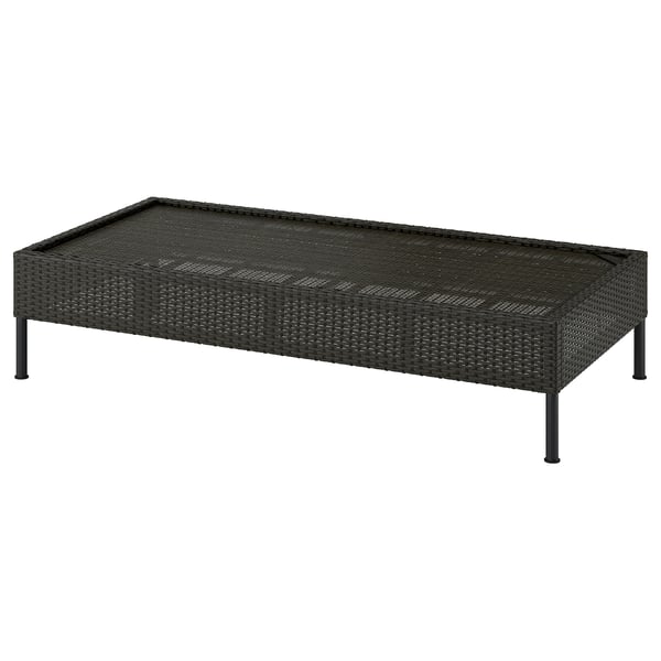 VITTSKÄR 2-seat section for modular sofa, plastic rattan outdoor/dark gray