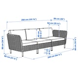 VITTSKÄR 3-seat conversation set, outdoor plastic rattan dark gray/Frösön/Duvholmen beige